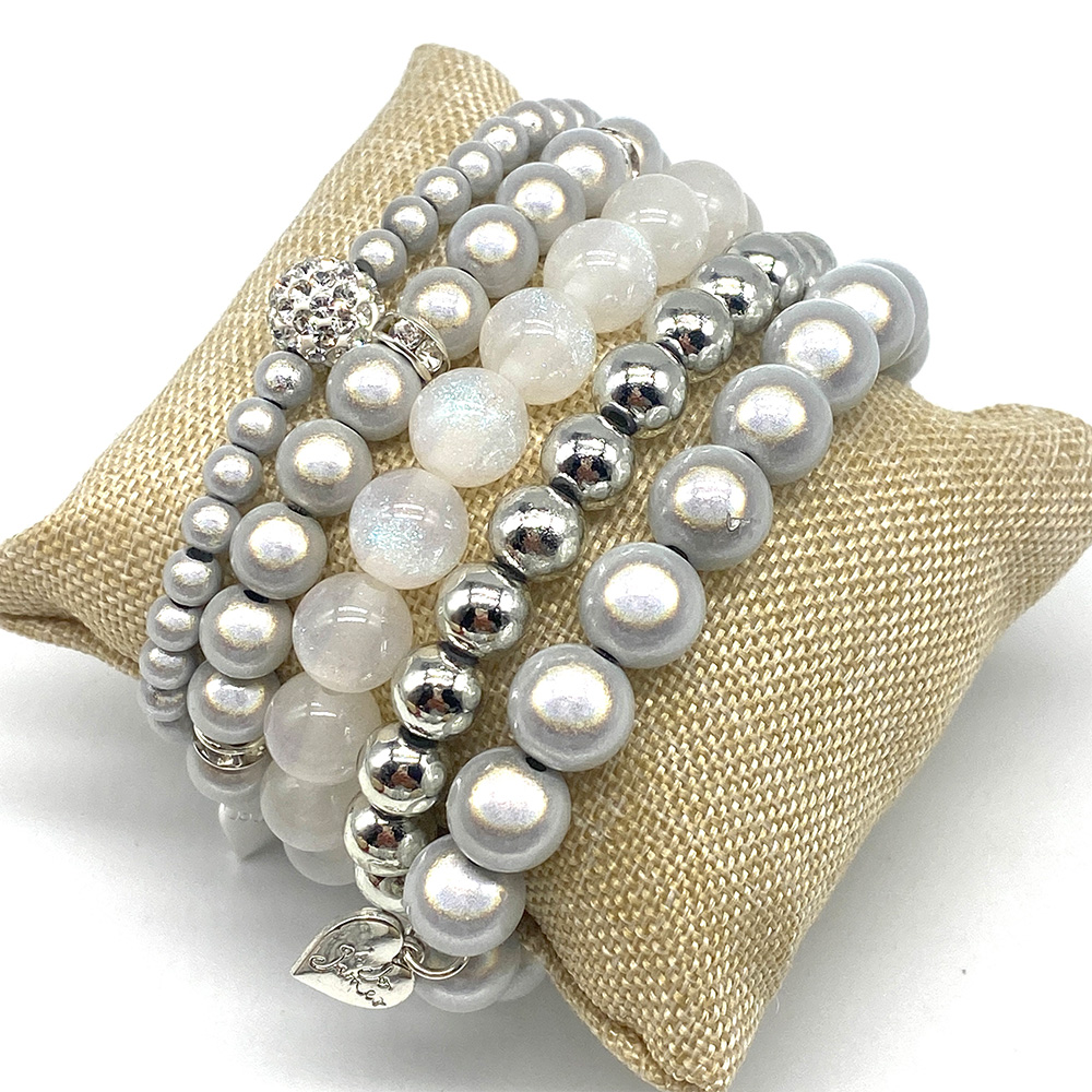 Classic White Stacking Bracelets Set