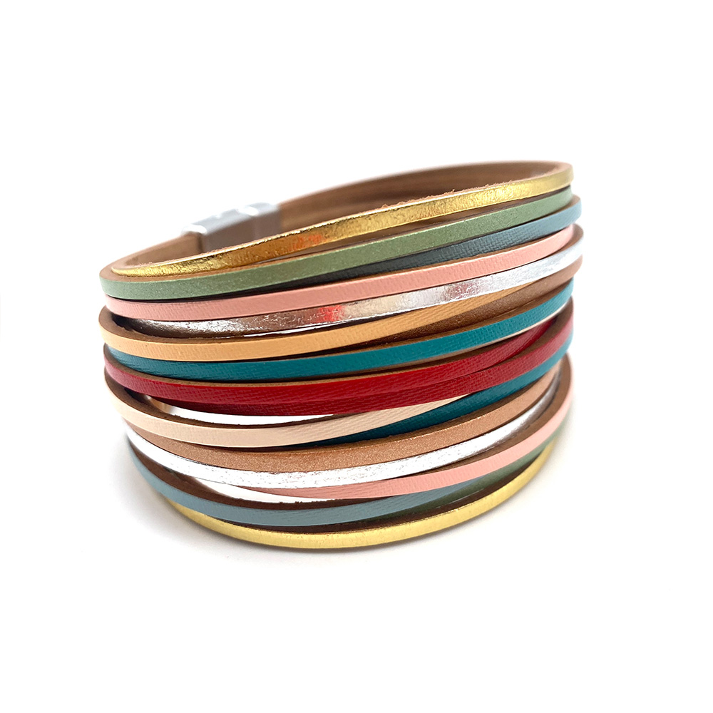 Multi-Colour Leather Wrap Bracelet