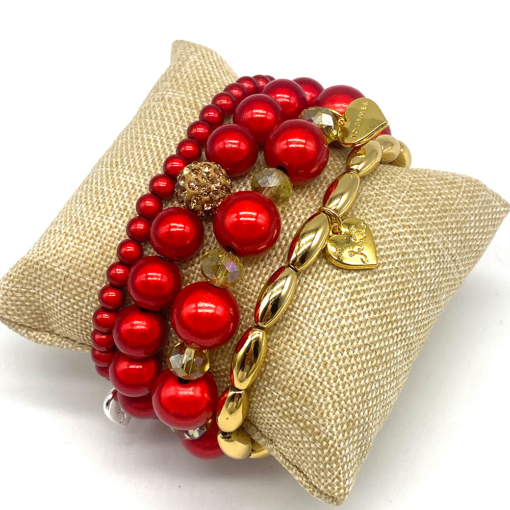 Festive Red Stacking Bracelets Set