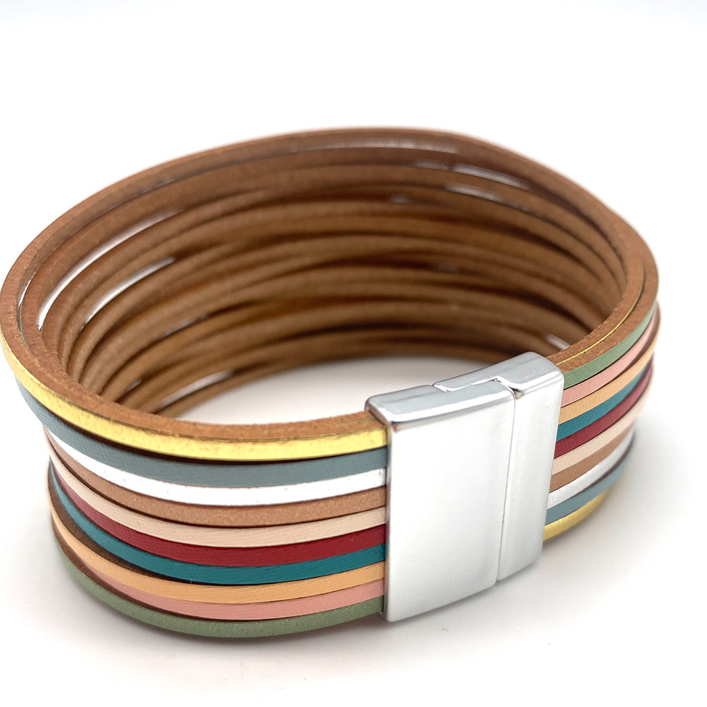 Multi-Colour Leather Wrap Bracelet