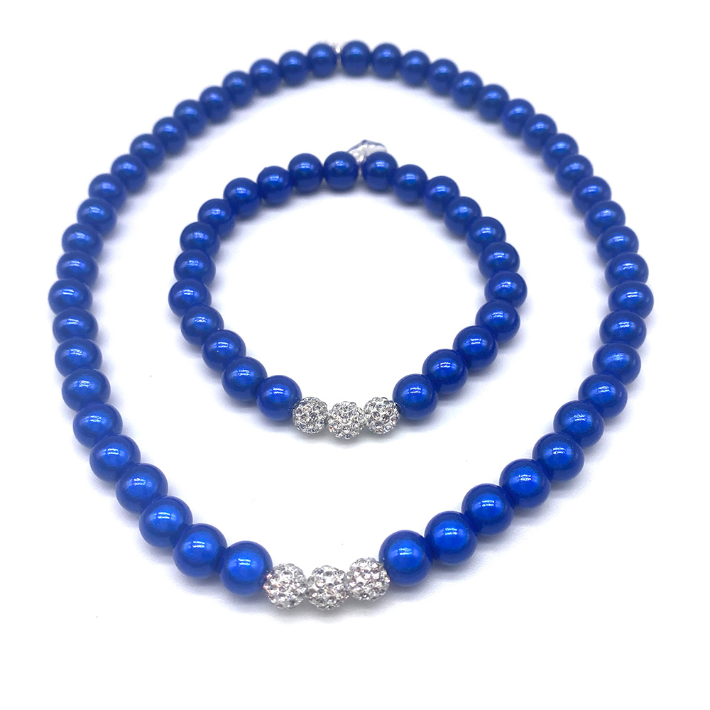 Cobalt Blue Bracelet & Necklace With Dainty Pave Crystals 