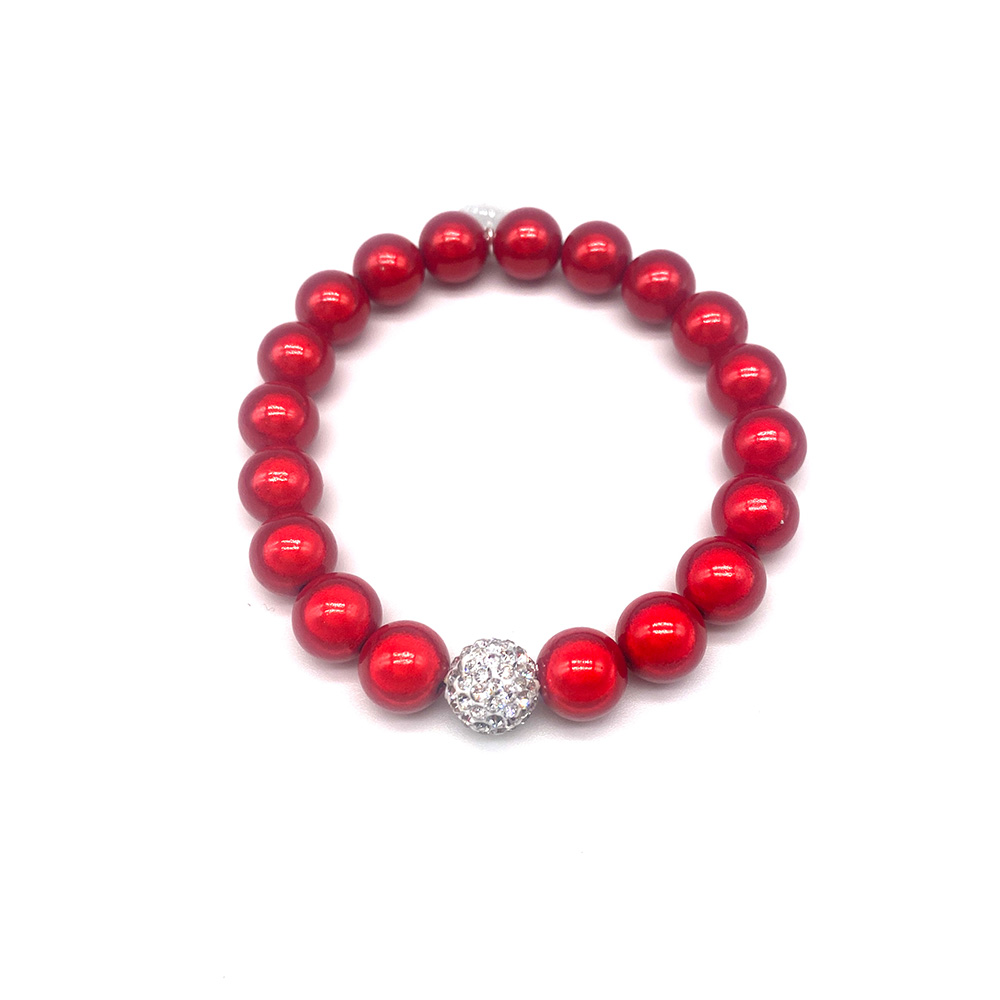 Classic Red Bracelet, With Silver Pave Crystal